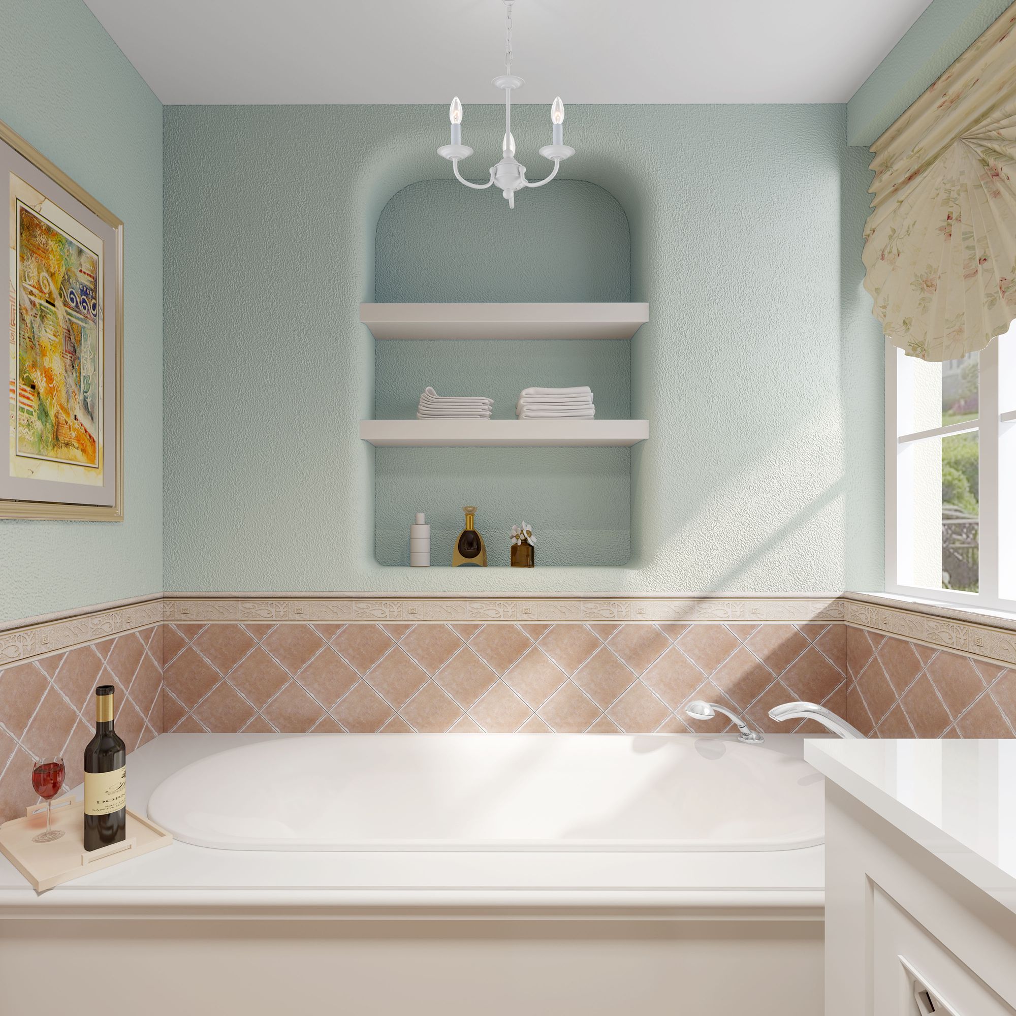 Home Basics 14-in 3-Light White Candle Chandelier