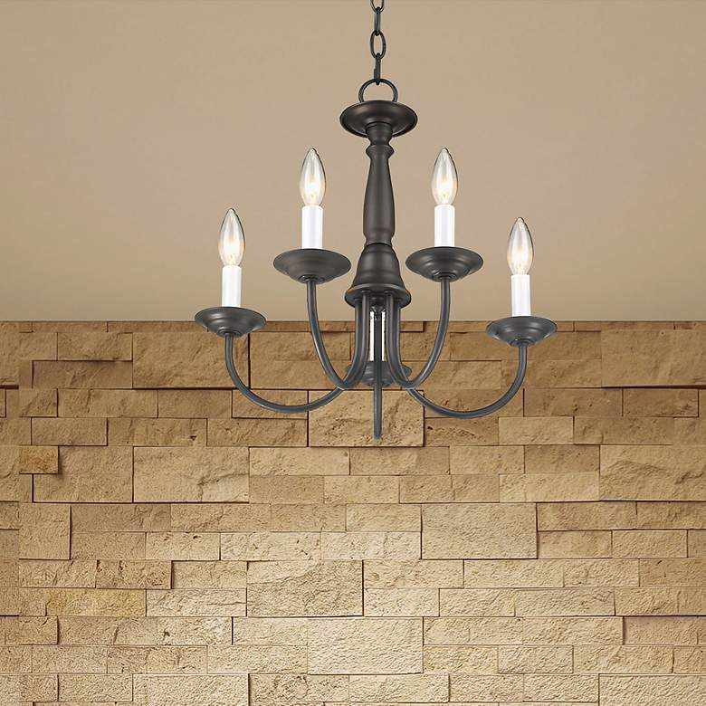 Image 1 Home Basics 17.5-in 5-Light Bronze Candle Chandelier