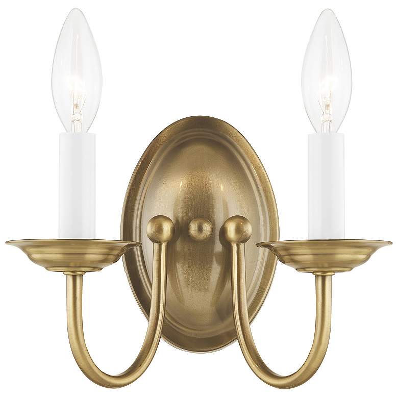 Image 1 Home Basics 2 Light Antique Brass Arm Wall Sconce