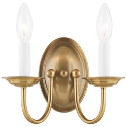Home Basics 2 Light Antique Brass Arm Wall Sconce