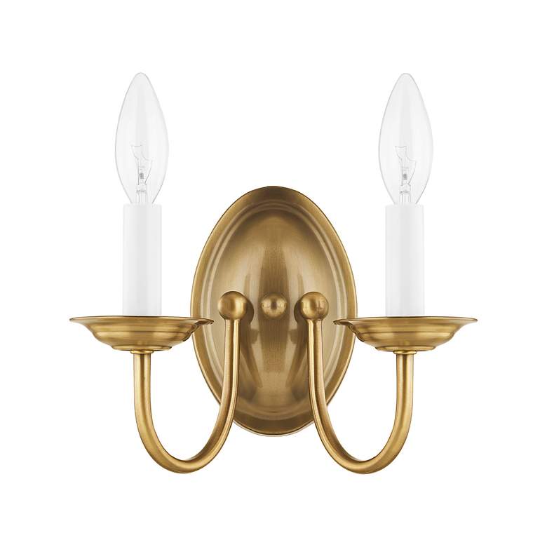 Image 3 Home Basics 2 Light Antique Brass Arm Wall Sconce more views