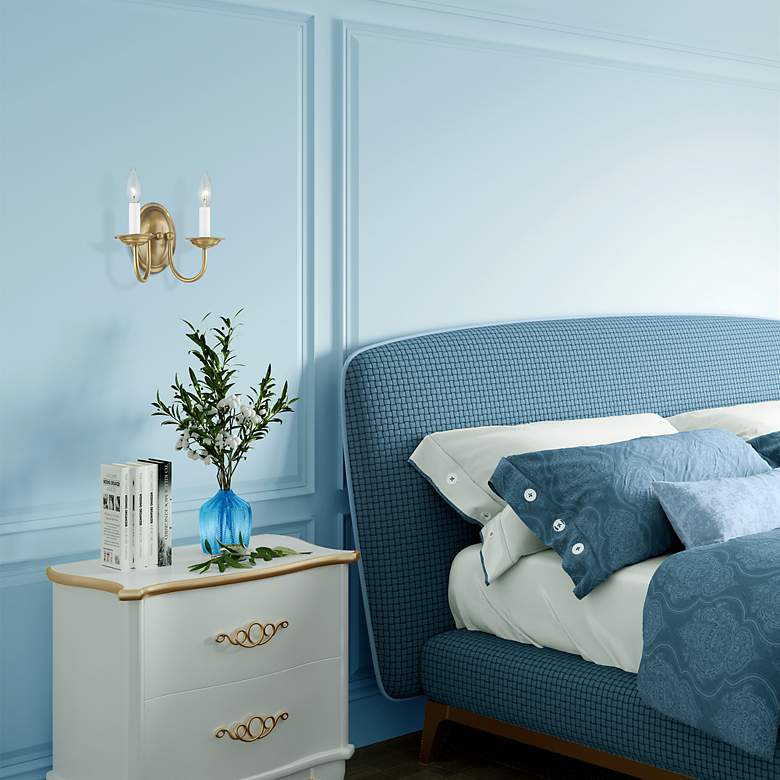 Image 7 Home Basics 2 Light Antique Brass Arm Wall Sconce more views