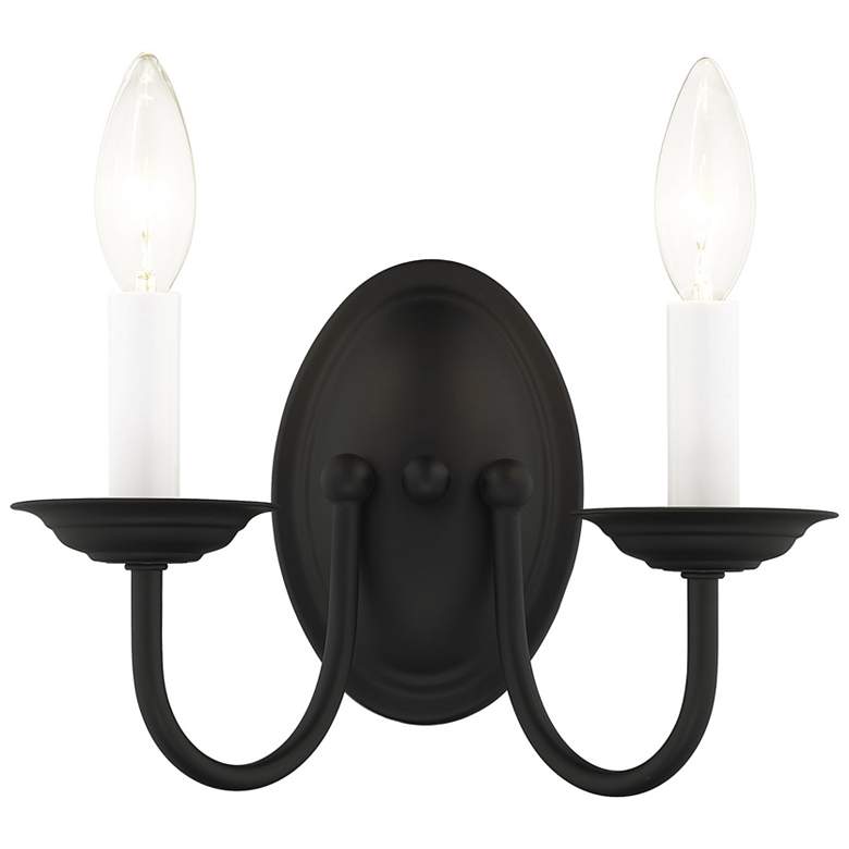 Image 1 Home Basics 2 Light Black Arm Wall Sconce
