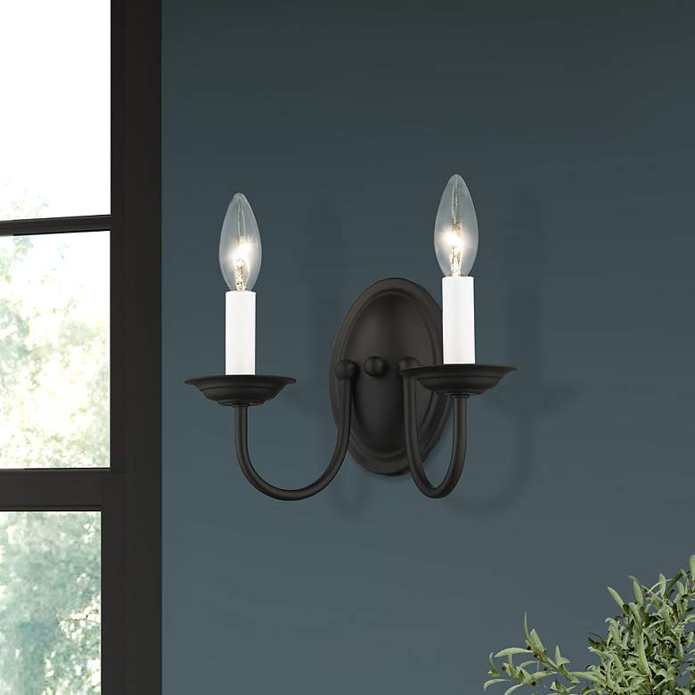 Image 1 Home Basics 2 Light Black Arm Wall Sconce
