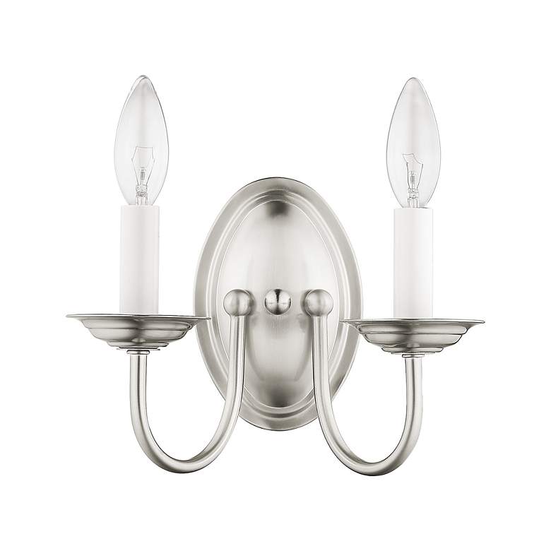 Image 3 Home Basics 2 Light Brushed Nickel Arm Wall Sconce more views