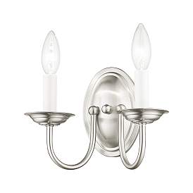 Image5 of Home Basics 2 Light Brushed Nickel Arm Wall Sconce more views