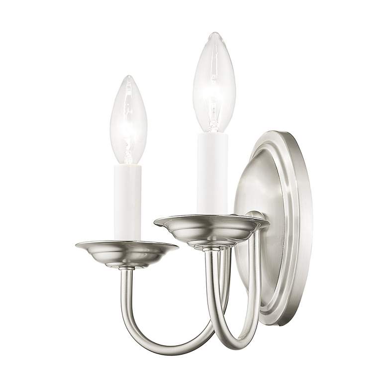 Image 7 Home Basics 2 Light Brushed Nickel Arm Wall Sconce more views