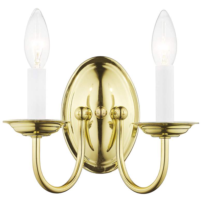 Image 1 Home Basics 2 Light Polished Brass Arm Wall Sconce