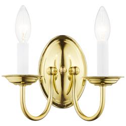Home Basics 2 Light Polished Brass Arm Wall Sconce