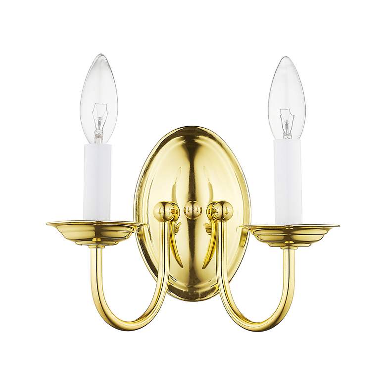 Image 3 Home Basics 2 Light Polished Brass Arm Wall Sconce more views