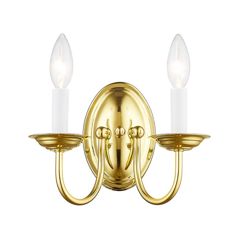Image 4 Home Basics 2 Light Polished Brass Arm Wall Sconce more views