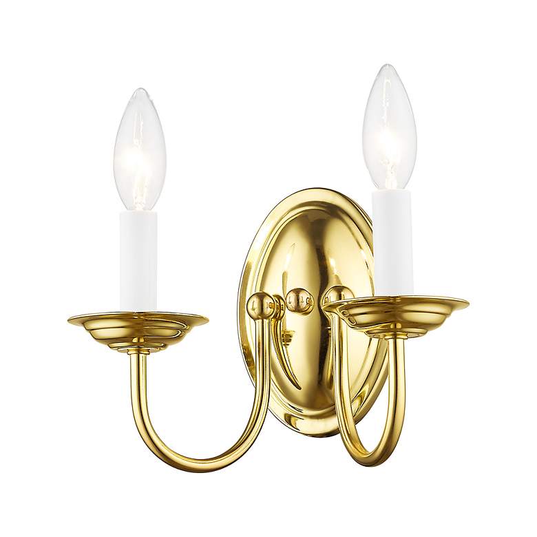 Image 5 Home Basics 2 Light Polished Brass Arm Wall Sconce more views
