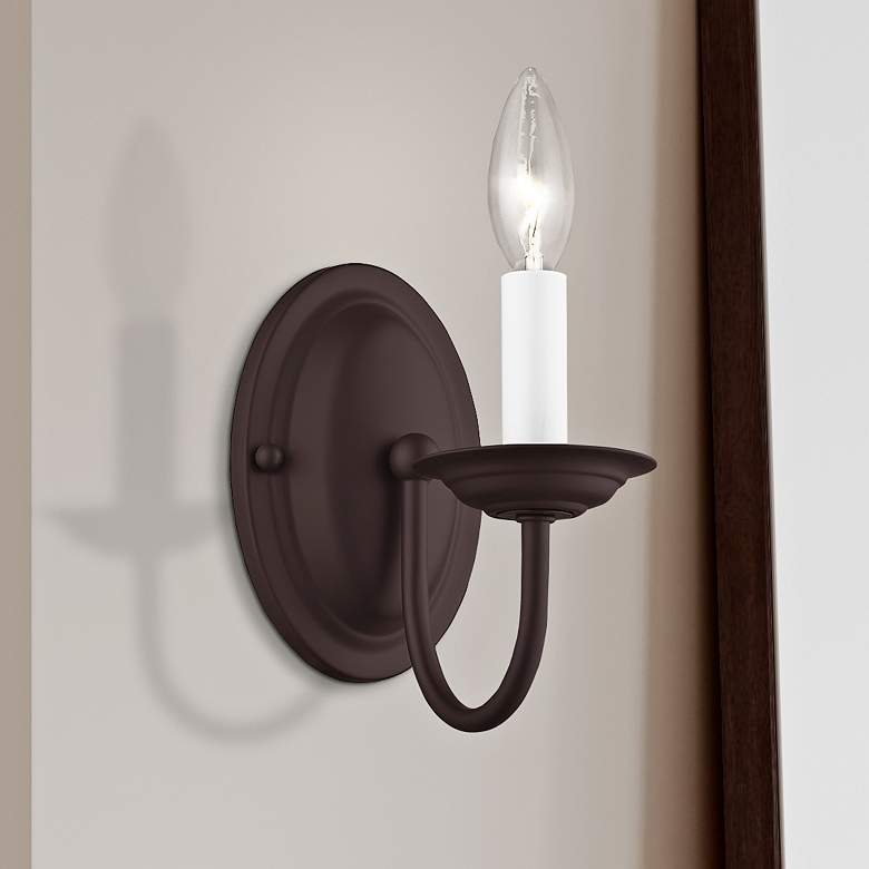 Image 1 Home Basics 9 1/4" High Bronze Wall Sconce