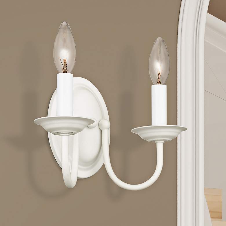 Image 2 Home Basics 9 1/4" High White 2-Light Wall Sconce