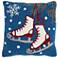 Home for The Holiday Blue Red Ice Skates 18" Square Pillow