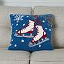 Home for The Holiday Blue Red Ice Skates 18" Square Pillow