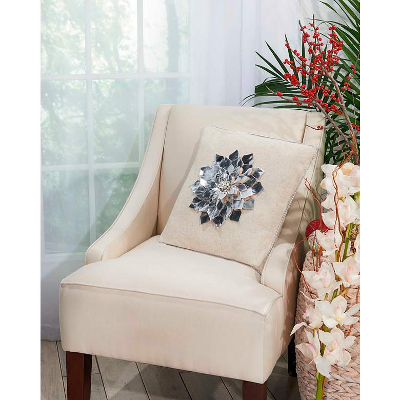 Image 1 Home for The Holiday Metallic Pointsettia 16" Square Pillow