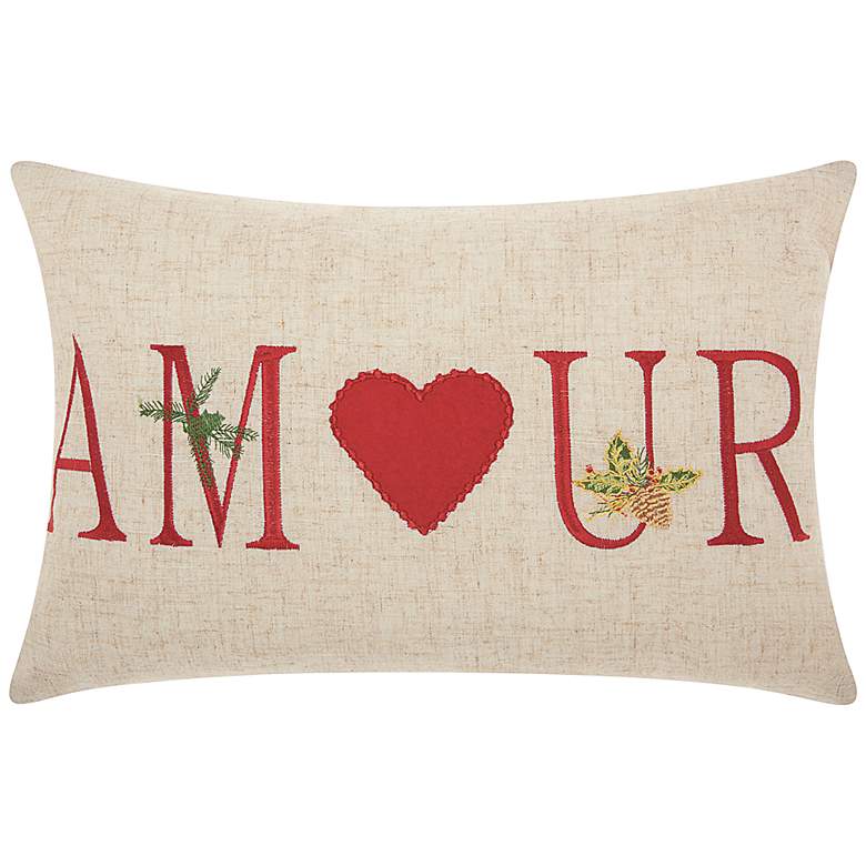 Home for The Holiday Natural Amour 18&quot; x 12&quot; Throw Pillow