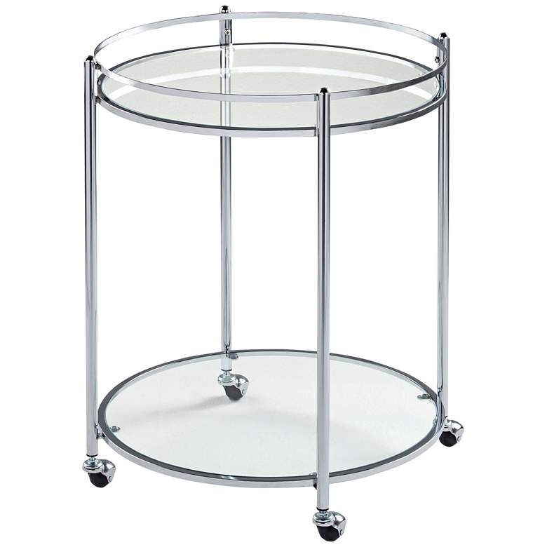 Image 1 Home Veranda 24" Wide Chrome and Glass Round Modern Bar Cart