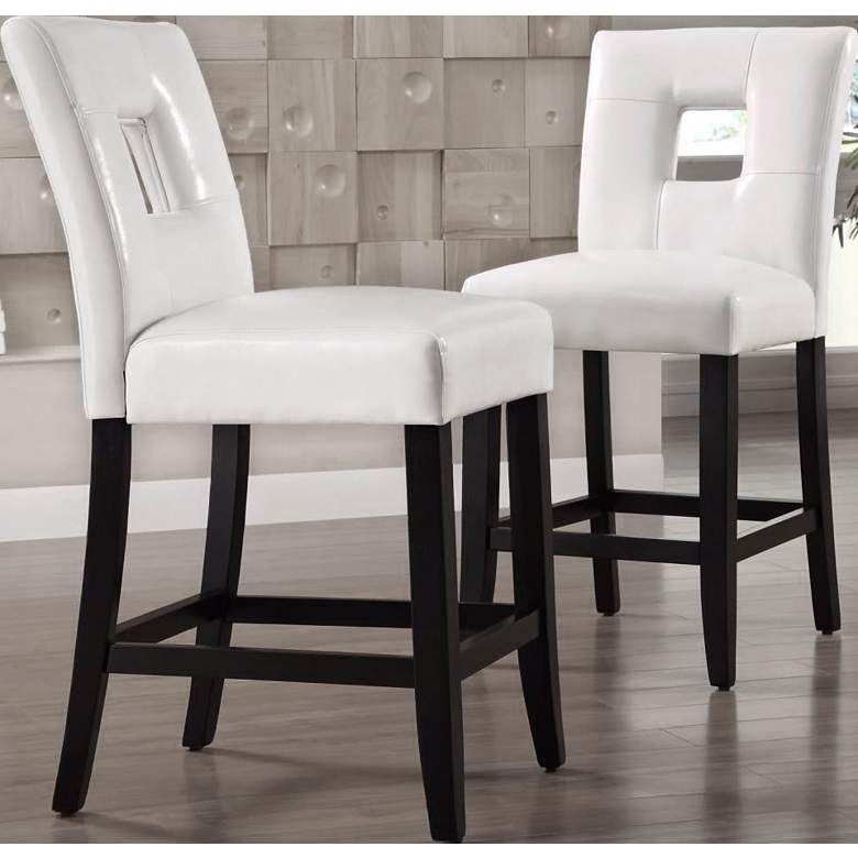 Image 1 HomeBelle 24" White Keyhole Counter Stools Set of 2