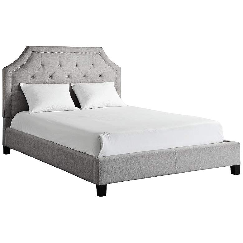 Image 1 HomeBelle Alexia Queen Grey Upholstered Bed