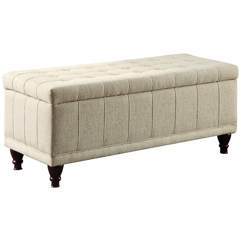 Image 1 HomeBelle Beige Tufted Storage Bench