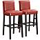 HomeBelle Haven Set of 2 Red Faux Leather 29" Bar Stools