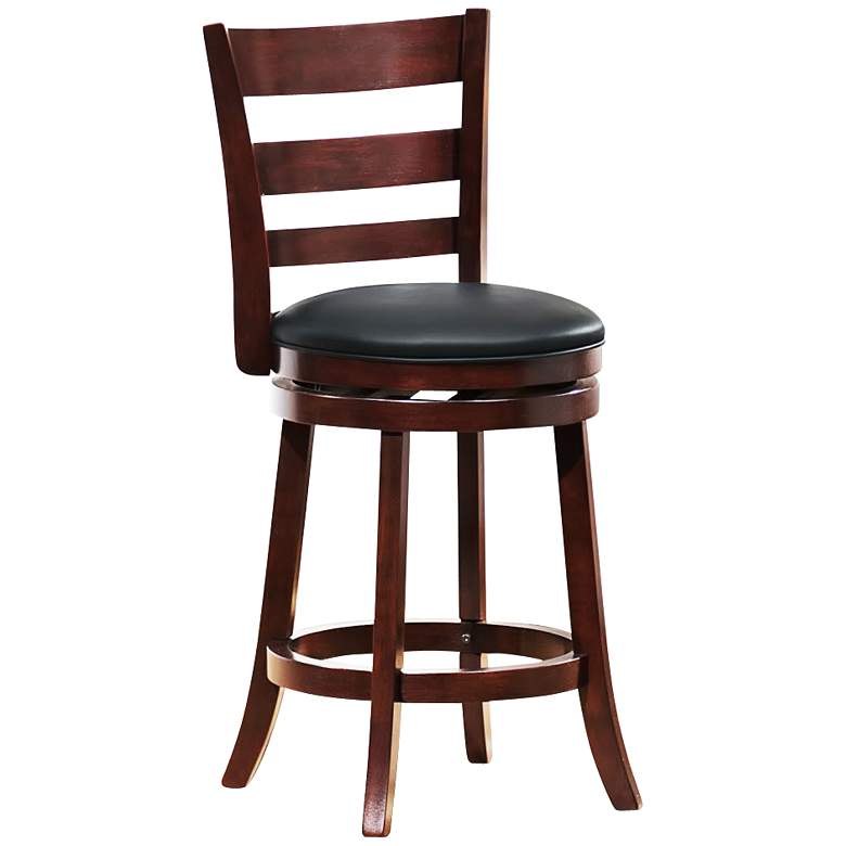 Image 1 HomeBelle Horizontal Slat Back 24" Swivel Counter Stool
