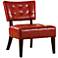 HomeBelle Red Faux Leather Accent Chair