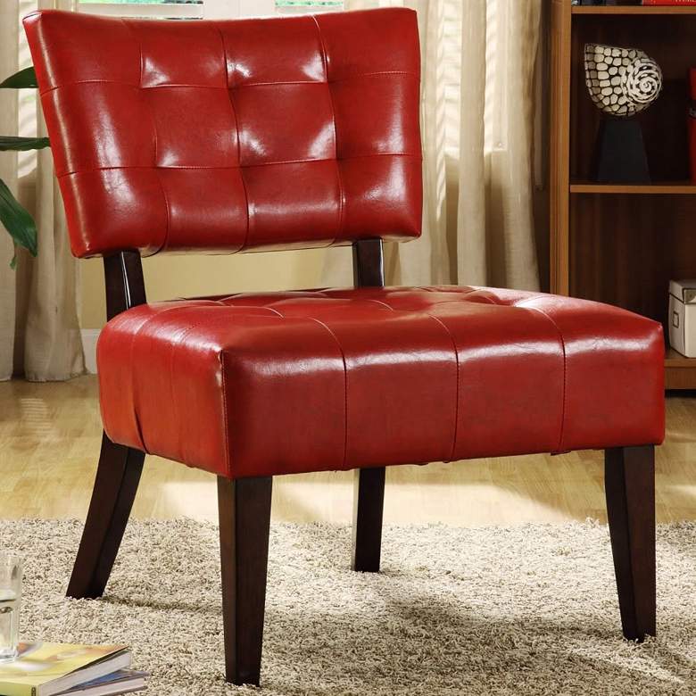 Image 1 HomeBelle Red Faux Leather Accent Chair