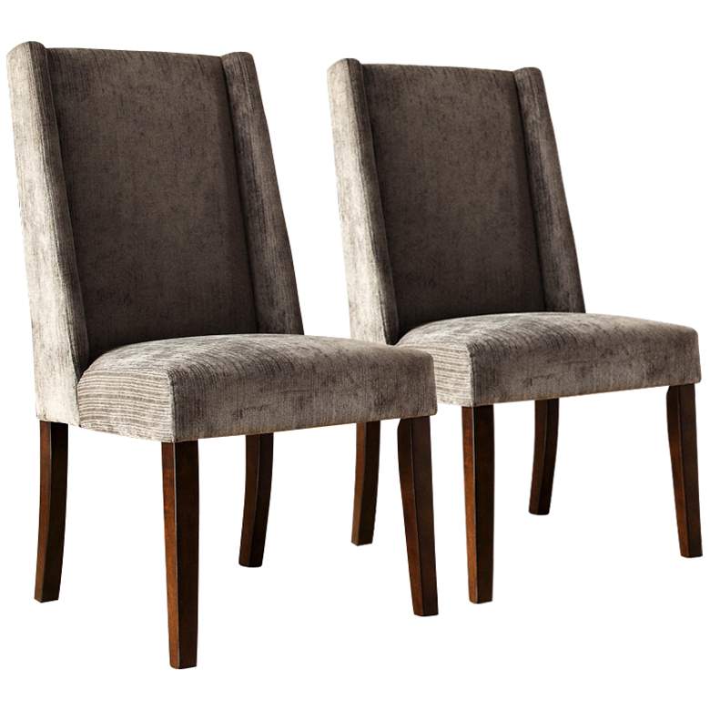 Image 1 HomeBelle Set of 2 Grey Wingback Chairs