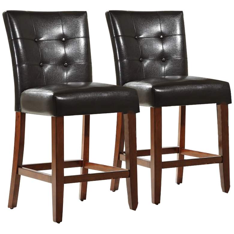 Image 1 HomeBelle Set of 2 Tufted Back Counter Chairs