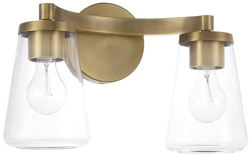 HomePlace Lighting Aaron 2 Light Vanity 15" Aged Brass