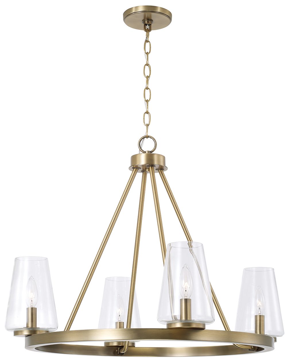HomePlace Lighting Aaron 4 Light Chandelier 28" Aged Brass