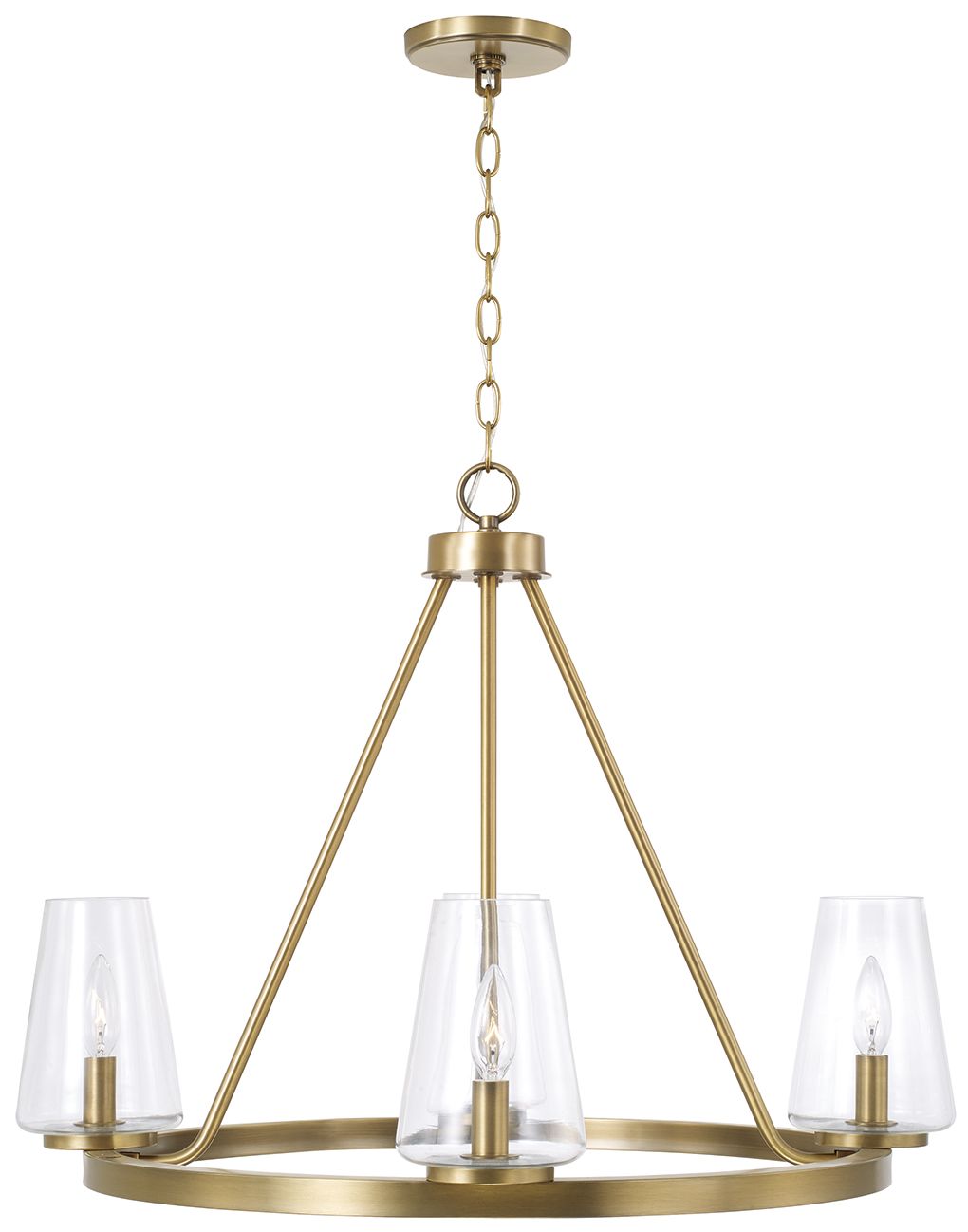 Image 4 HomePlace Lighting Aaron 4 Light Chandelier 28" Aged Brass more views