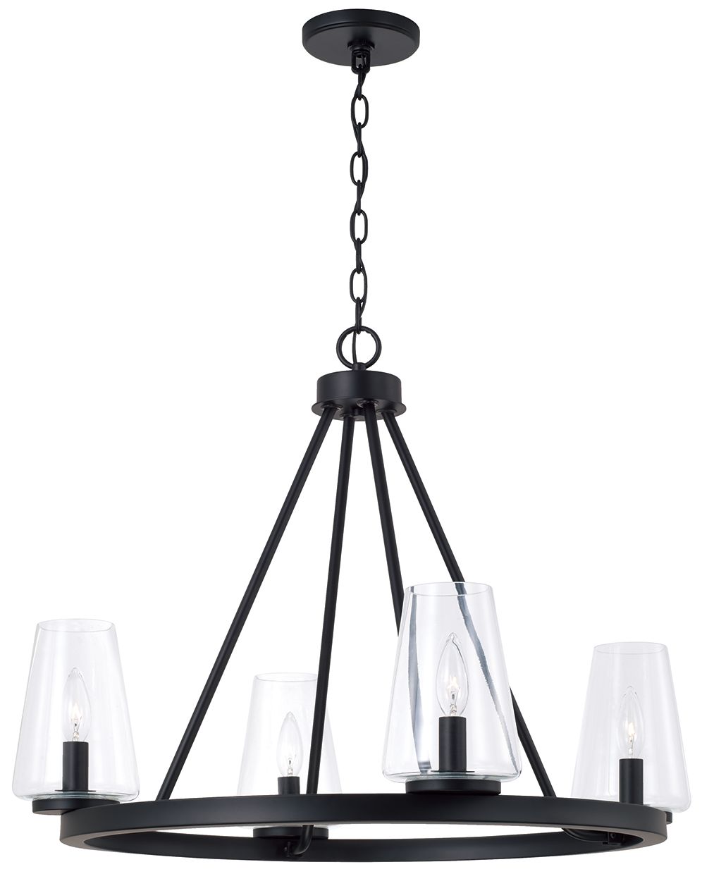 Image 2 HomePlace Lighting Aaron 4 Light Chandelier 28" Matte Black
