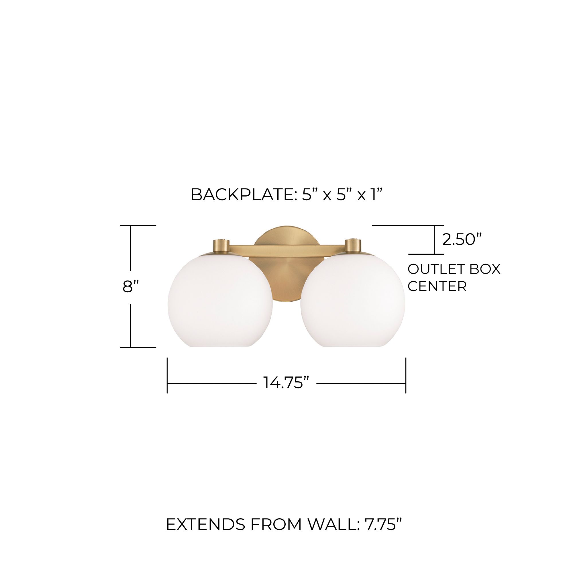 Image 5 HomePlace Lighting Ansley 2 Light Vanity Aged Brass more views