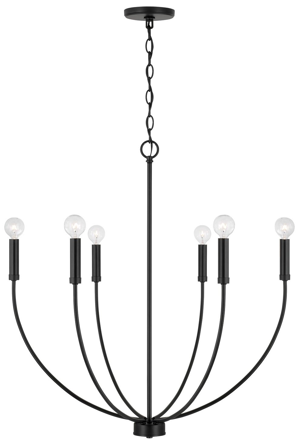 HomePlace Lighting Ansley 6 Light Chandelier 30.25" Matte Black