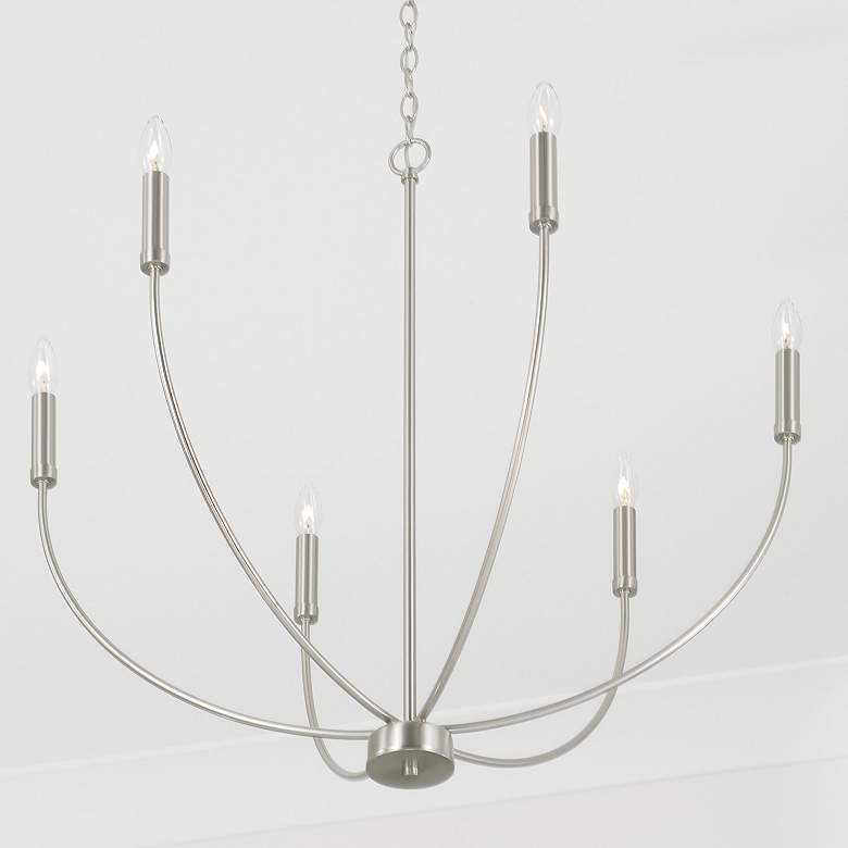 Image 3 HomePlace Lighting Ansley 6 Light Chandelier Brushed Nickel more views