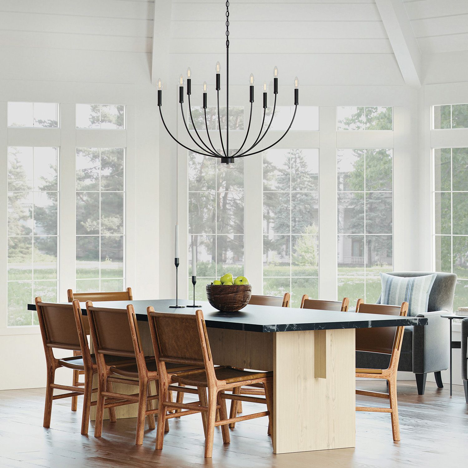 HomePlace Lighting Ansley 9 Light Chandelier 35.25" Matte Black