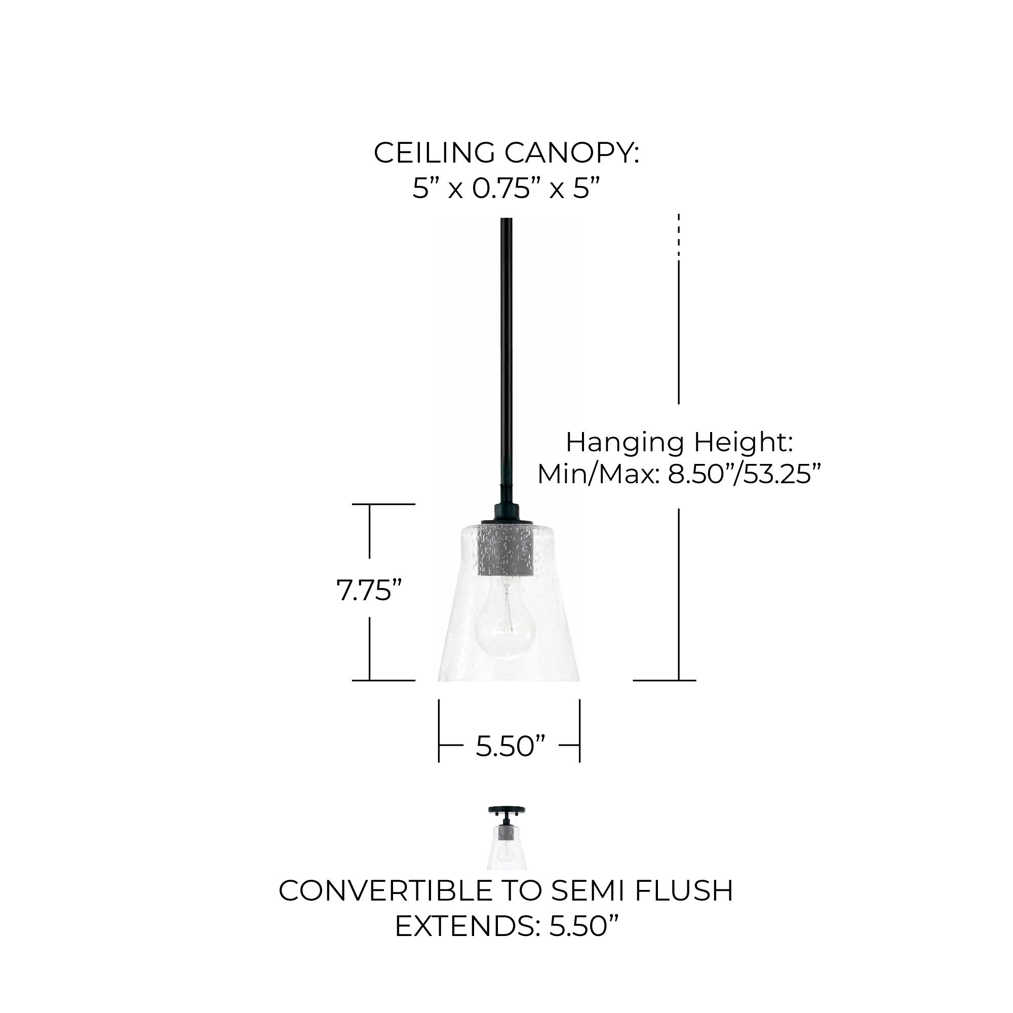 Image 5 HomePlace Lighting Baker 1 Light Pendant 5.5" Matte Black more views