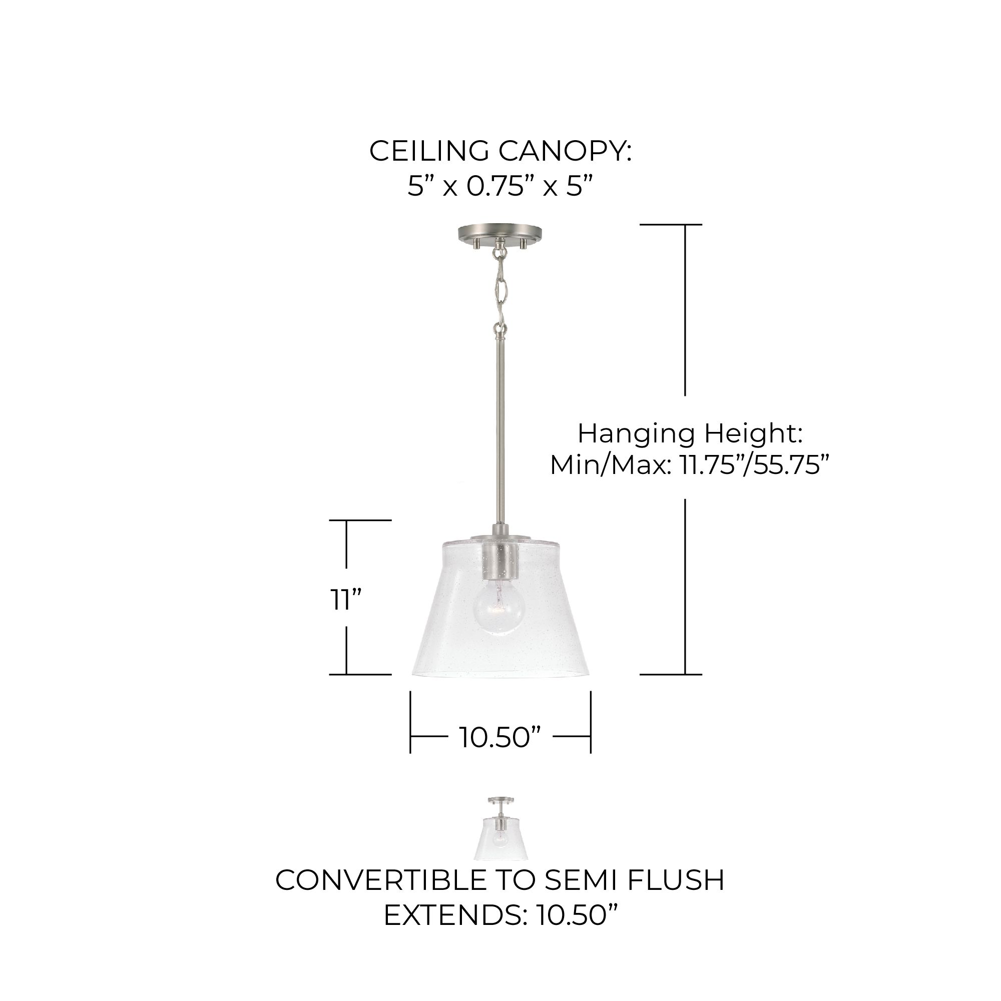 HomePlace Lighting Baker 1 Light Pendant Brushed Nickel