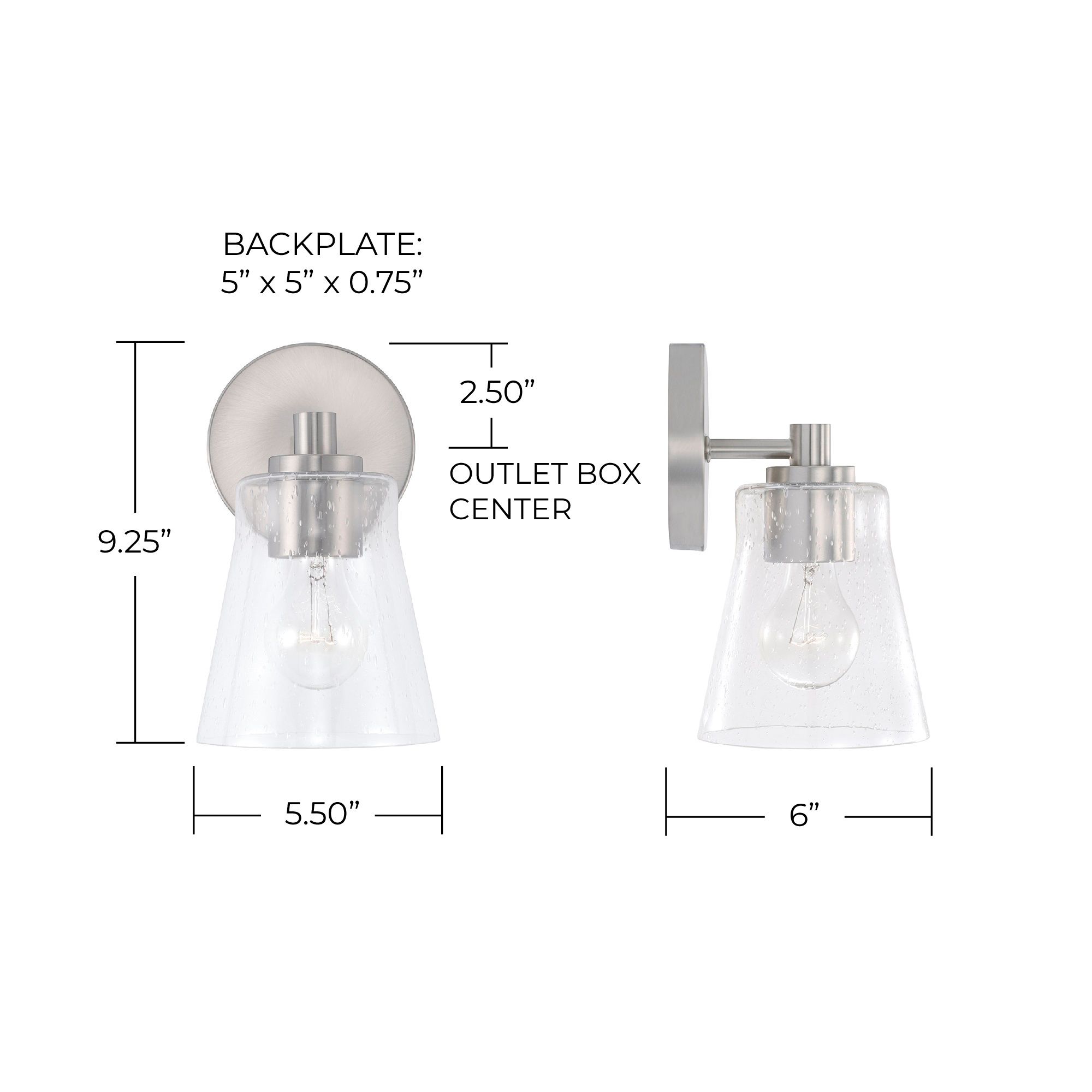 Image 6 HomePlace Lighting Baker 1 Light Sconce 5.5" Brushed Nickel more views