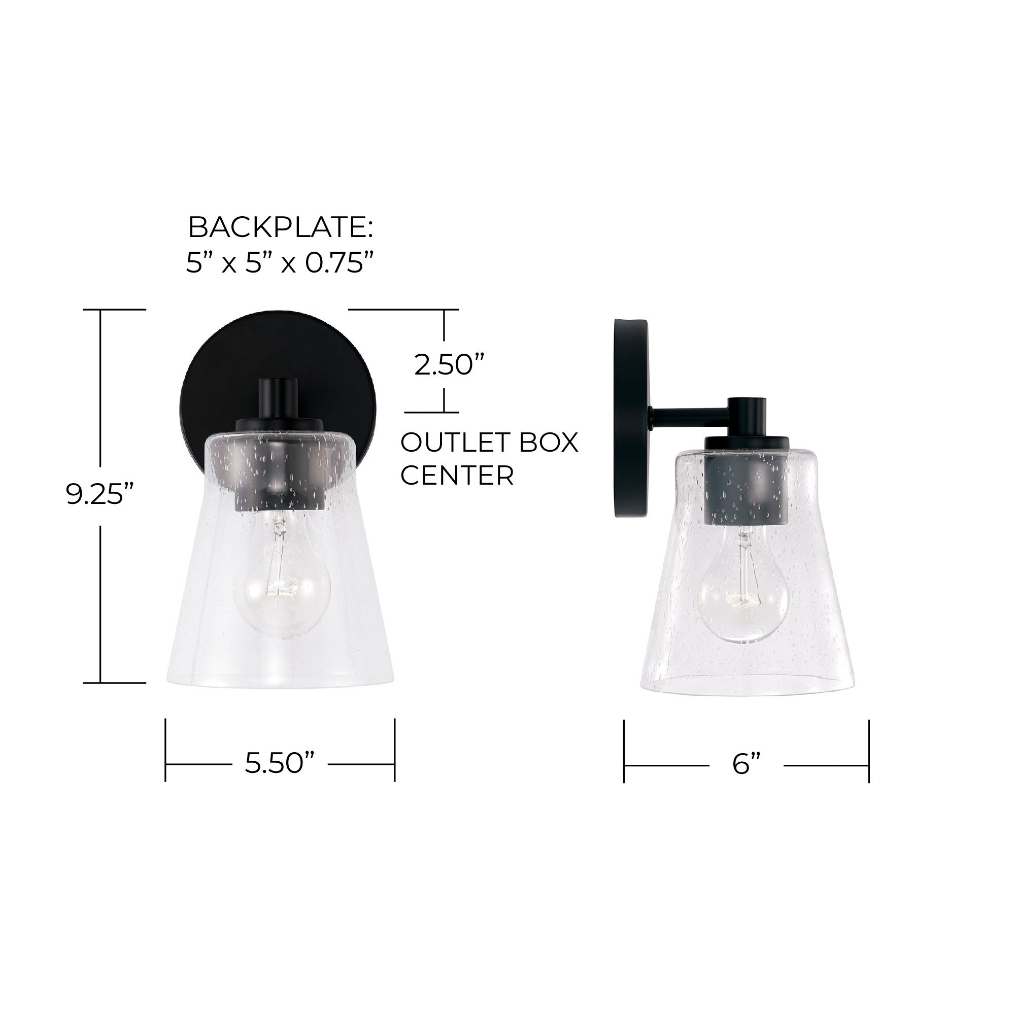 Image 6 HomePlace Lighting Baker 1 Light Sconce Matte Black more views