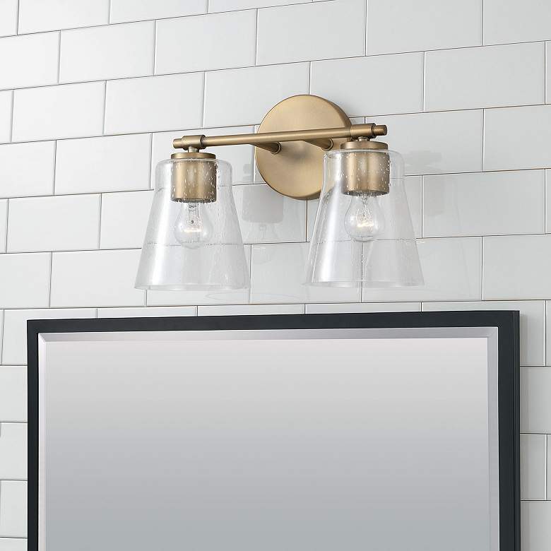 Image 1 HomePlace Lighting Baker 2 Light Vanity 14.25" Aged Brass