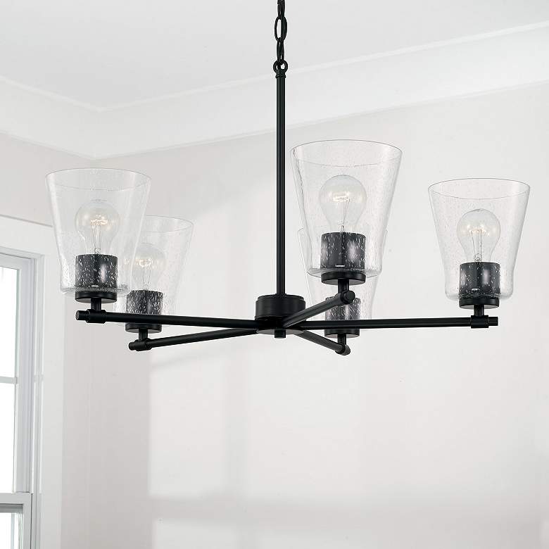 Image 1 HomePlace Lighting Baker 5 Light Chandelier 27" Matte Black
