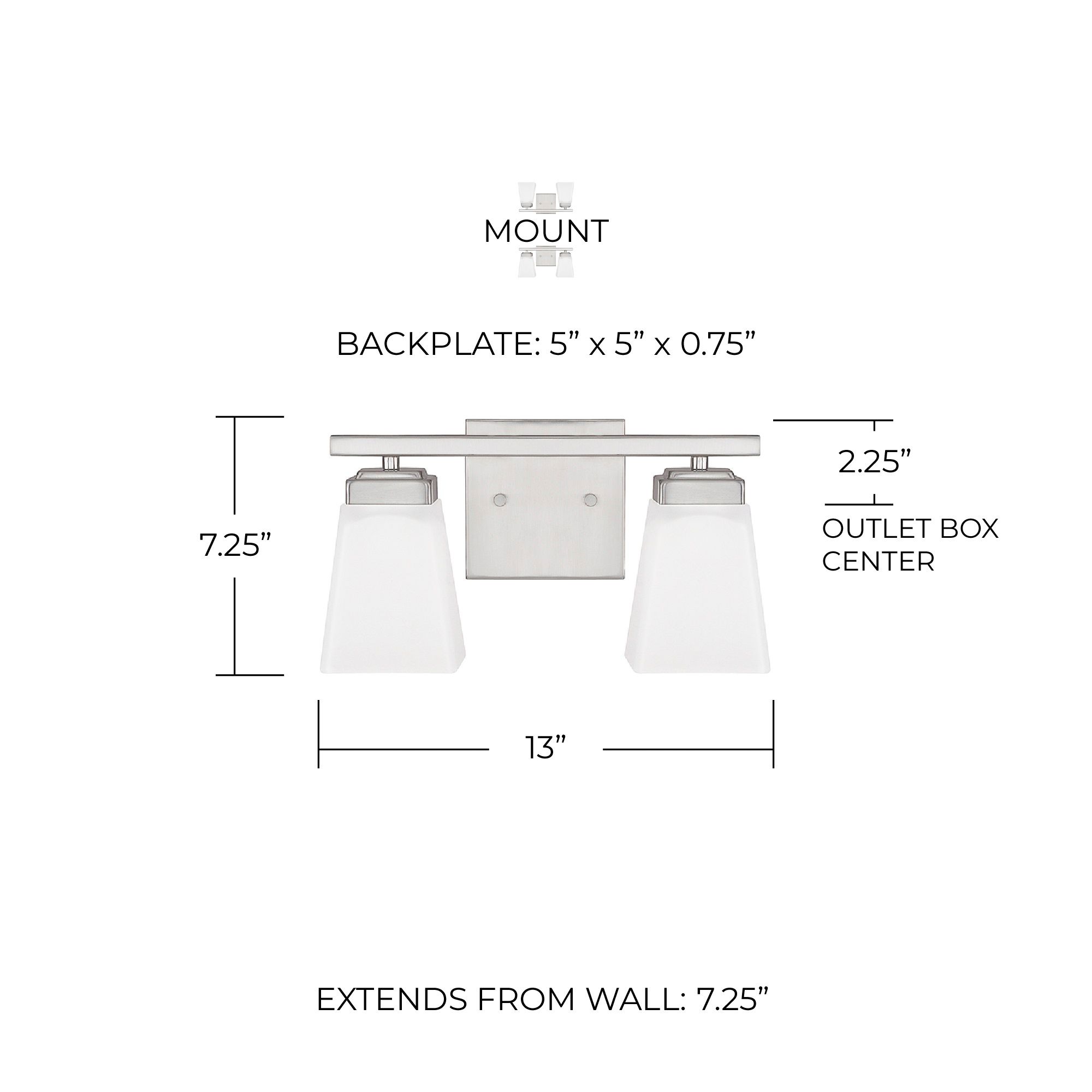 Image 2 HomePlace Lighting Baxley 2 Light Vanity Brushed Nickel more views