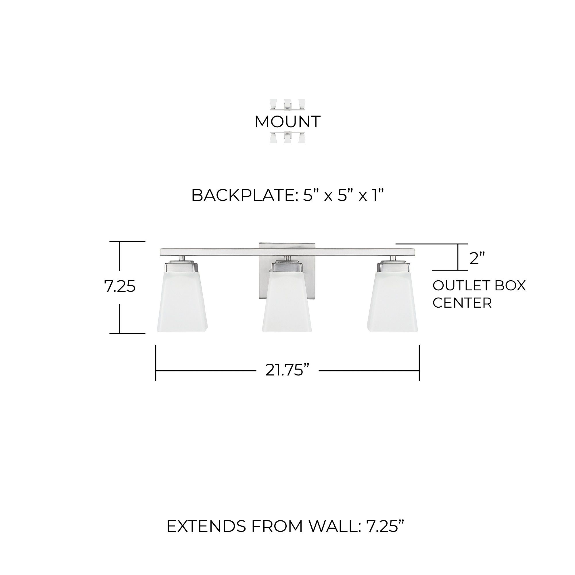 Image 2 HomePlace Lighting Baxley 3 Lig Vanity 21.75" Brushed Nickel more views