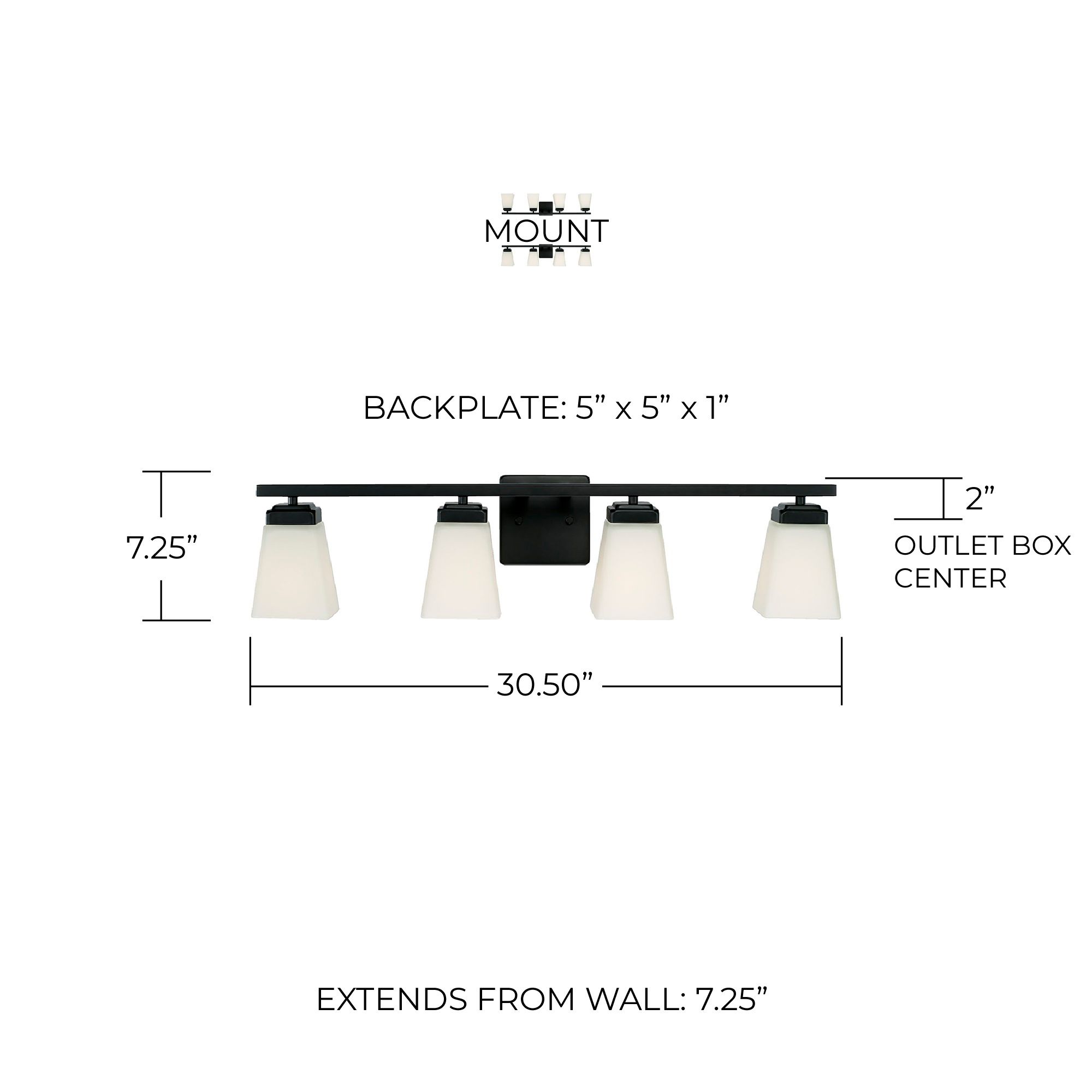 Image 5 HomePlace Lighting Baxley 4 Lig Vanity 30.5" Matte Black more views