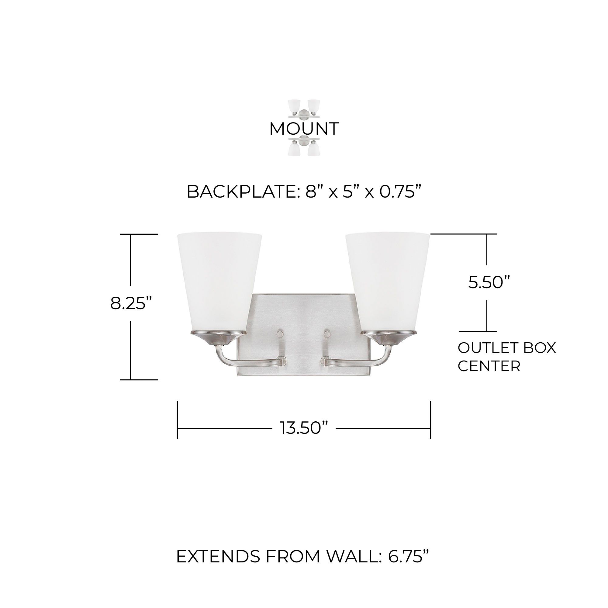 Image 2 HomePlace Lighting Braylon 2 Light Vanity Brushed Nickel more views